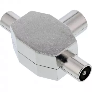 Distribuidor em T de antena InLine para TV 1x conector fêmea coaxial para 2x ficha coaxial 69914