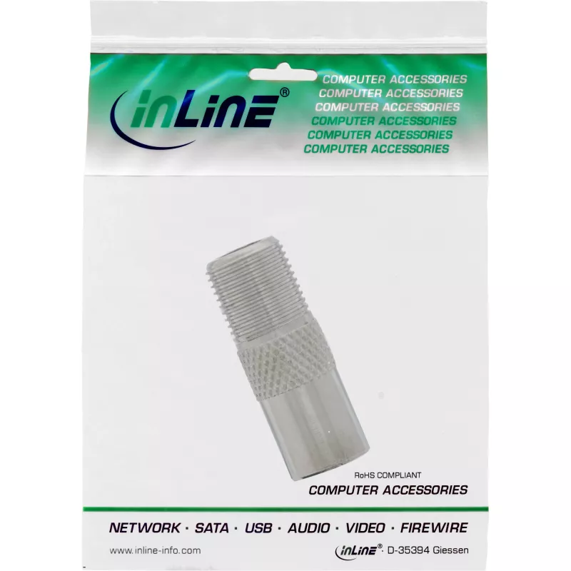 Adaptador coaxial IEC ficha macho antena para conector fêmea F InLine 69915D
