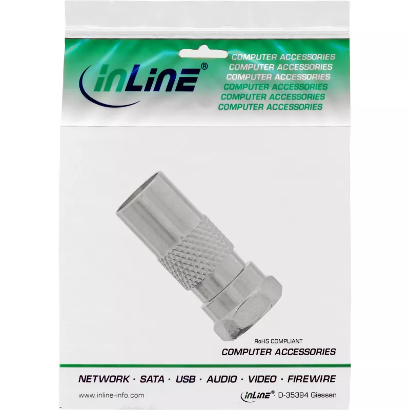Adaptador coaxial InLine ficha F SAT para ficha IEC antena
