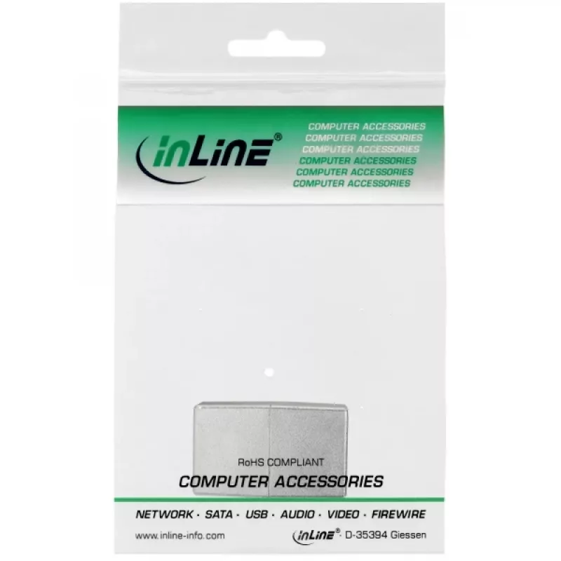 Acoplador de cabo de rede Cat.5e InLine 2x conector fêmea RJ45 blindado reto
