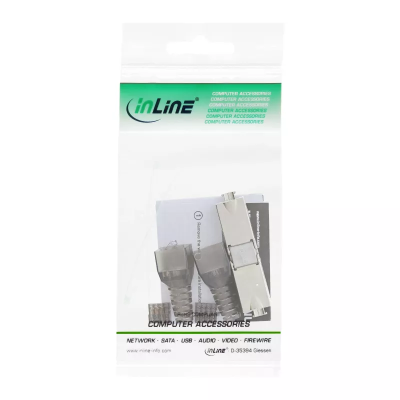 Conector de cabo InLine Cat.6A, blindado, versão estreita