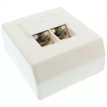 Tomada de rede Cat.5e InLine 2x RJ45 de superfície branco RAL9010