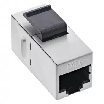 Módulo RJ45 InLine conector fêmea-para-fêmea SNAP-In Cat.6 STP, preto/prateado