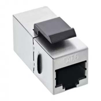 Módulo RJ45 InLine conector fêmea-para-fêmea SNAP-In Cat.6 STP, preto/prateado