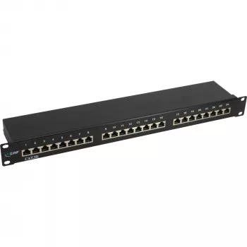 Patch panel InLine 19 polegadas Cat.5e 24 portas 1U preto RAL9005