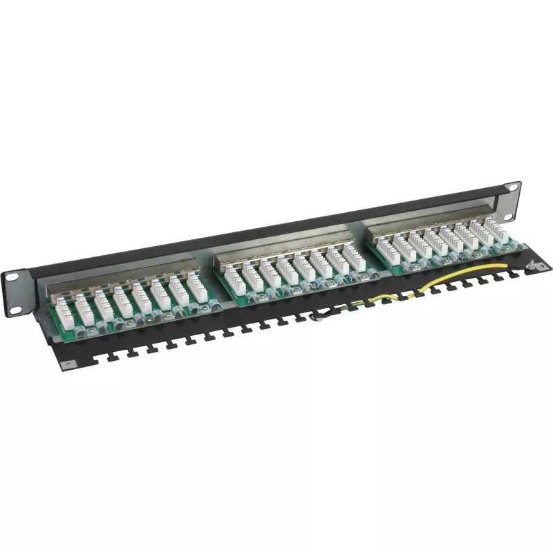 Patch panel InLine 19 polegadas Cat.5e 24 portas 1U preto RAL9005