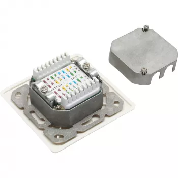 Tomada de ligação Cat.6 InLine 2x conector fêmea RJ45 RAL9010 branco horizontal