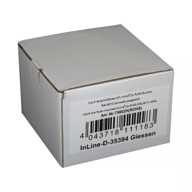 Tomada de ligação Cat.6 InLine 2x conector fêmea RJ45 RAL9010 branco horizontal