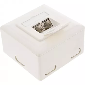 Tomada de parede InLine 75602K, montagem de superfície ou embutir, 2x RJ45 vertical