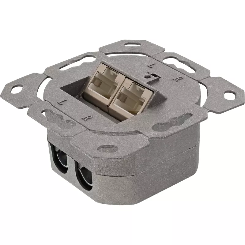 Tomada de parede InLine 75602K, montagem de superfície ou embutir, 2x RJ45 vertical