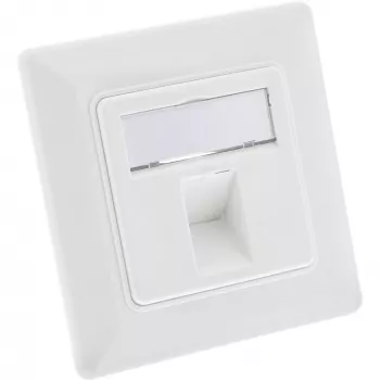 Conjunto de moldura InLine para 1x RJ45 conector fêmea/inserto LSA, Keystone SNAP-In, branco RAL9010