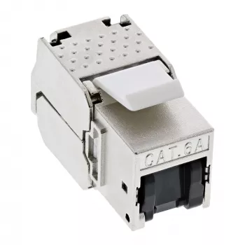 Módulo Snap-In RJ45 Keystone Jack InLine Cat.6a, com tampa de proteção contra pó preta