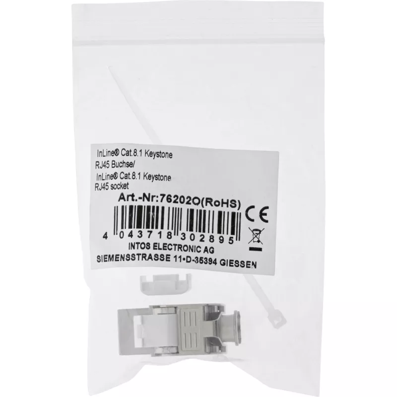 Módulo Snap-In RJ45 Keystone Jack InLine Cat.8.1 plano metálico 1 unid.