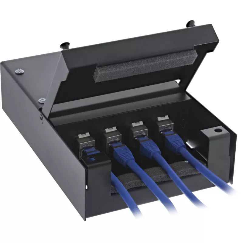 Caixa de montagem de superfície InLine para Keystone 4x RJ45 preto 76202X