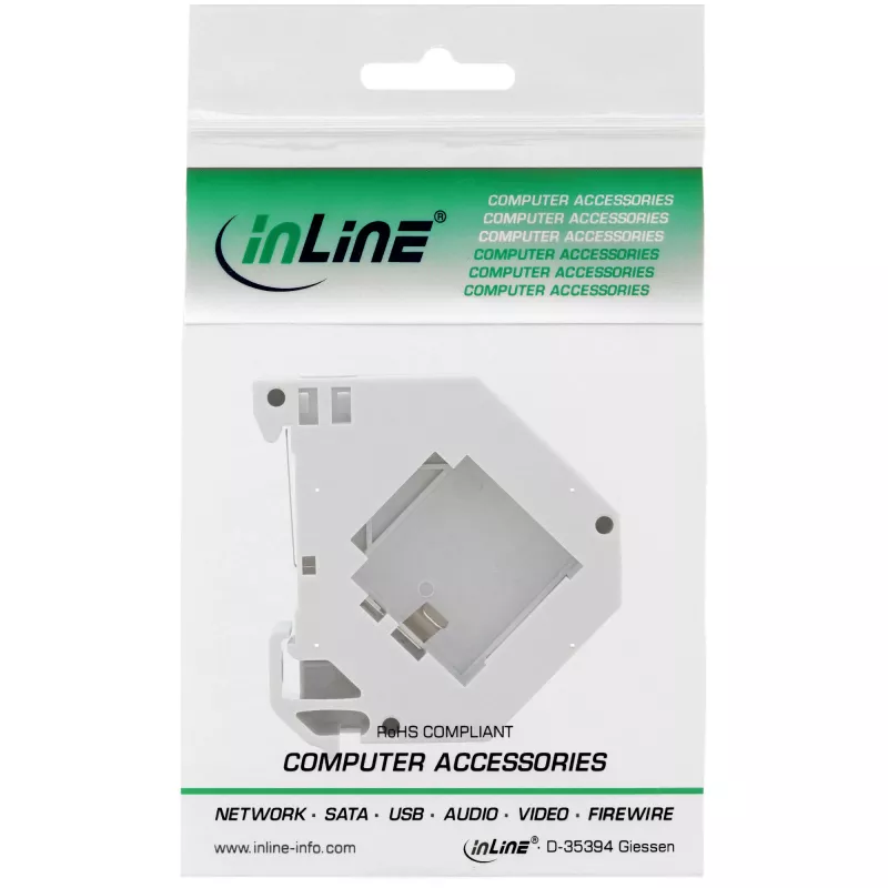 Suporte Keystone InLine para calha DIN, 1 porta, cinzento claro