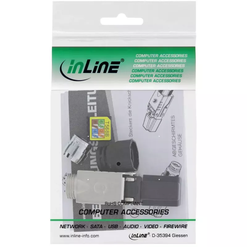 InLine Ficha RJ45 Cat.6A 500MHz, para montagem no campo, blindada, com tampa de rosca