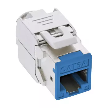 InLine Conector fêmea RJ45 Keystone, blindado, Cat.6A, azul, pack de 8