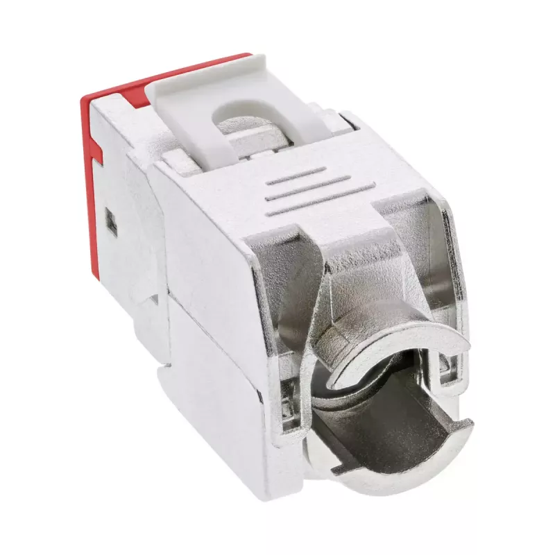 InLine Conector fêmea RJ45 Keystone, blindado, Cat.6A, vermelho, pack de 8