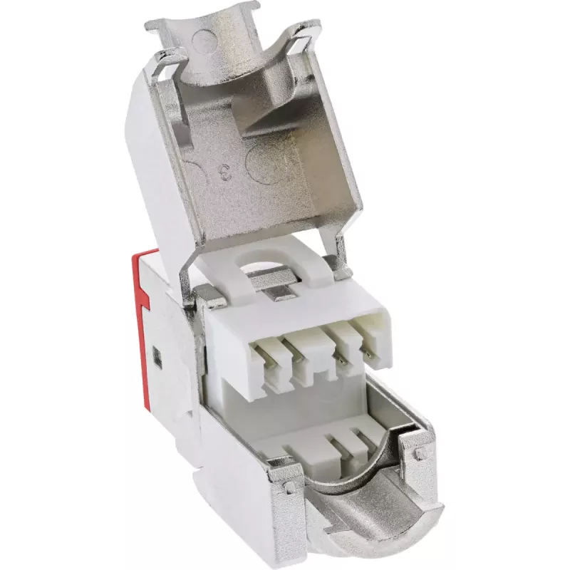InLine Conector fêmea RJ45 Keystone, blindado, Cat.6A, vermelho, pack de 8