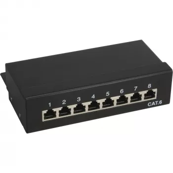 InLine Patch Panel Cat.6 8 portas para secretária preto RAL9005