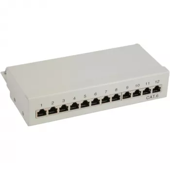 InLine Patch Panel Cat.6 12 portas para secretária/parede cinzento-claro RAL7035