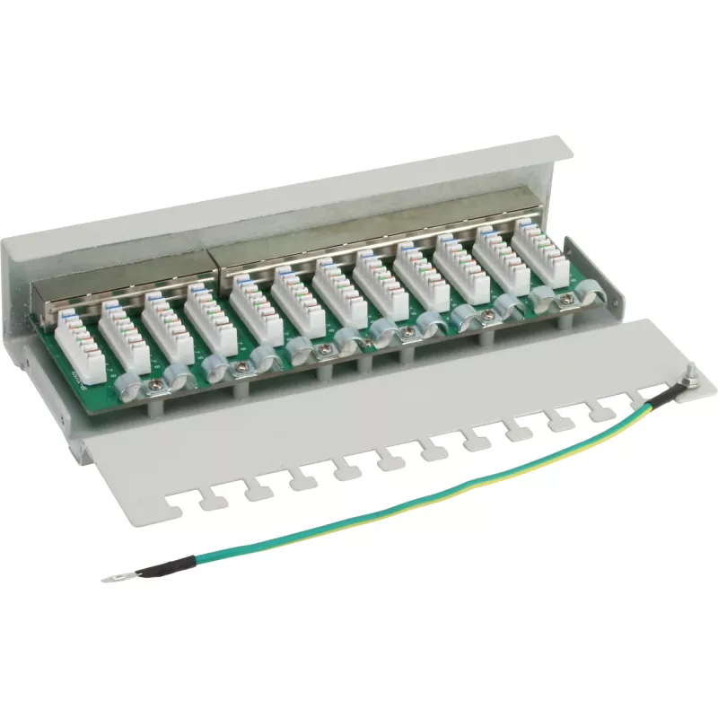 InLine Patch Panel Cat.6 12 portas para secretária/parede cinzento-claro RAL7035