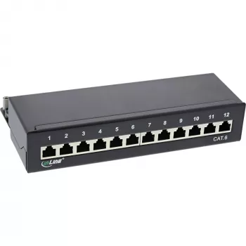 InLine Patch Panel Cat.6 12 portas para secretária/parede preto RAL9005