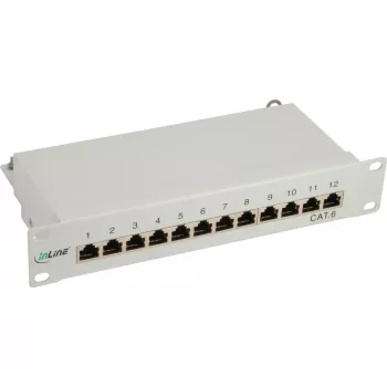 InLine Patch Panel Cat.6 10 polegadas 12 portas 1U cinzento-claro RAL7035