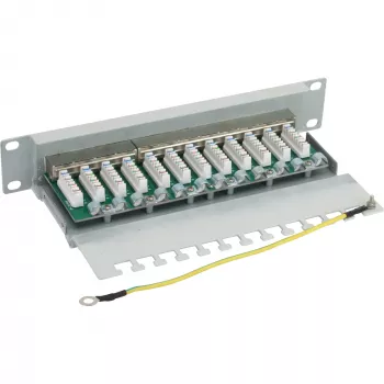 InLine Patch Panel Cat.6 10 polegadas 12 portas 1U cinzento-claro RAL7035