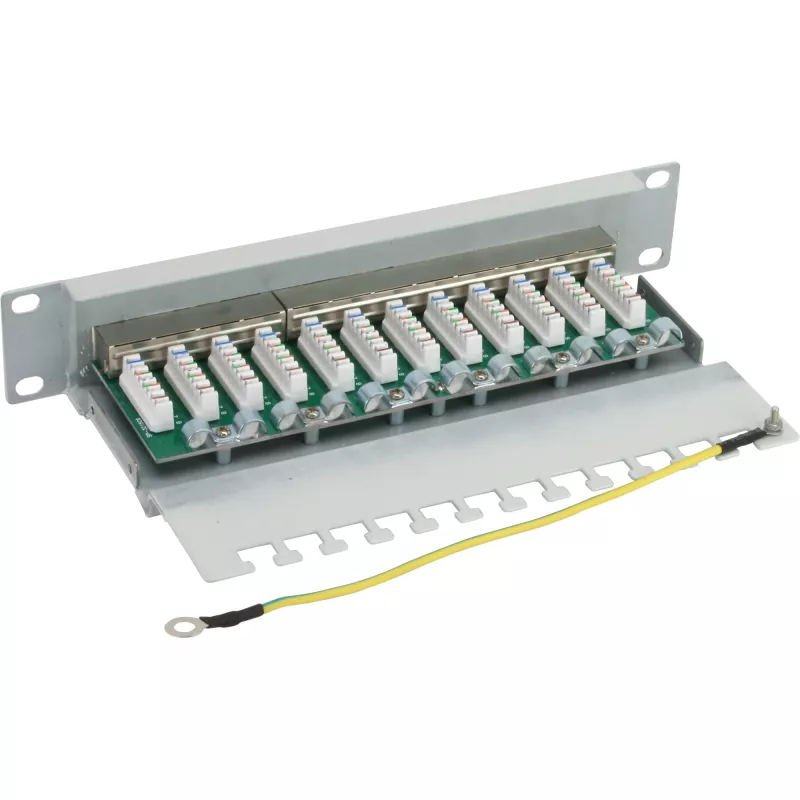 InLine Patch Panel Cat.6 10 polegadas 12 portas 1U cinzento-claro RAL7035