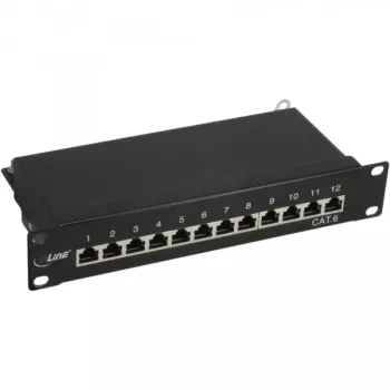 InLine Patch Panel 10 polegadas Cat.6 12 portas 1U preto RAL9005