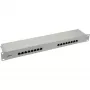 Patch panel InLine Cat.6 16 portas 19 polegadas 1HE cinzento-claro RAL7035