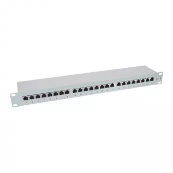 Patch panel InLine Cat.6 24 portas 19 polegadas 1HE cinzento-claro RAL7035