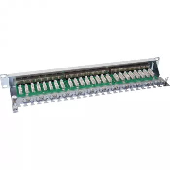 Patch panel InLine Cat.6 24 portas 19 polegadas 1HE cinzento-claro RAL7035