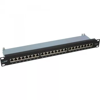 Patch panel InLine Cat.6 24 portas 19 polegadas 1HE preto RAL9005