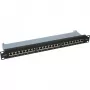 Patch panel InLine Cat.6 24 portas 19 polegadas 1HE preto RAL9005