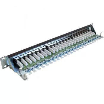 Patch panel InLine Cat.6 24 portas 19 polegadas 1HE preto RAL9005