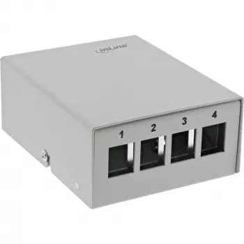 InLine Caixa de ponto de consolidação de secretária 4x Keystone RJ45, metal, RAL7035