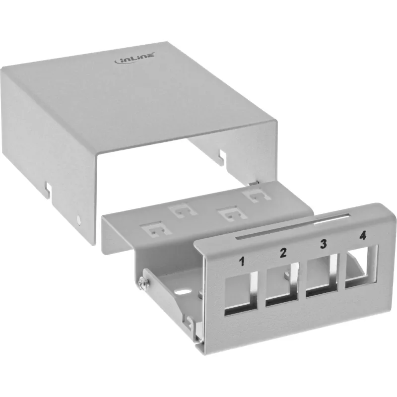 InLine Caixa de ponto de consolidação de secretária 4x Keystone RJ45, metal, RAL7035