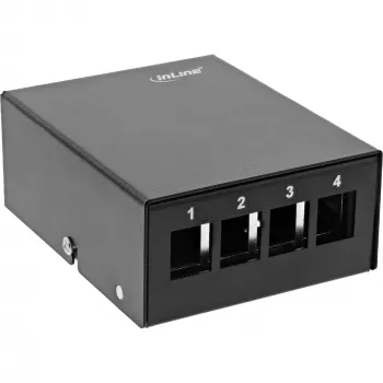 InLine Caixa de ponto de consolidação de secretária 4x Keystone RJ45, metal, preto RAL9005