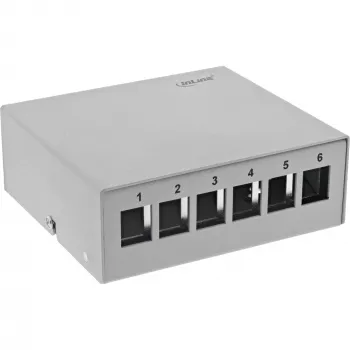 InLine Caixa de ponto de consolidação de secretária 6x Keystone RJ45, metal, RAL7035