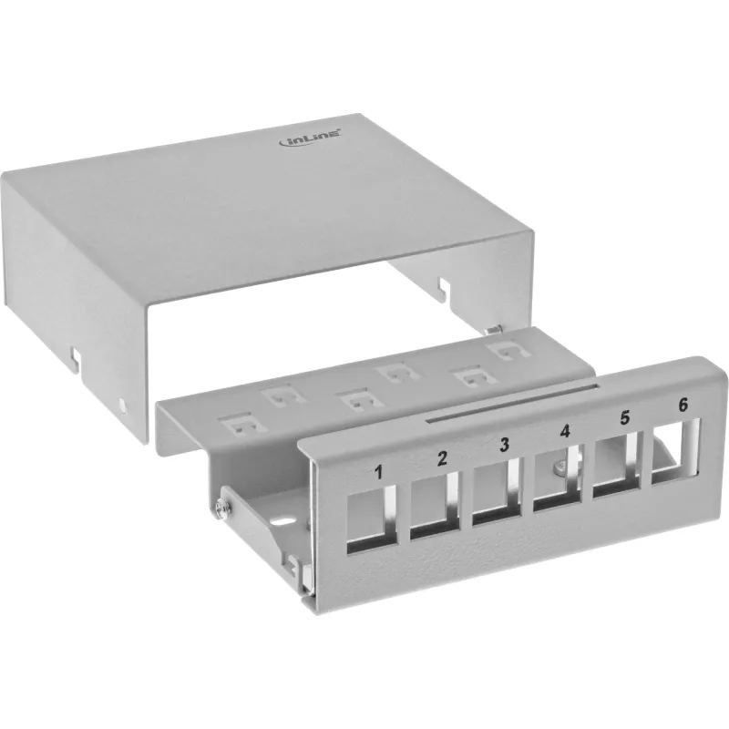 InLine Caixa de ponto de consolidação de secretária 6x Keystone RJ45, metal, RAL7035