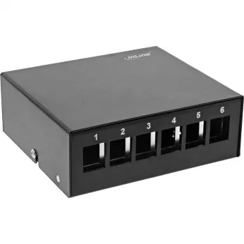 InLine Caixa de ponto de consolidação de secretária 6x Keystone RJ45, metal, preto RAL9005