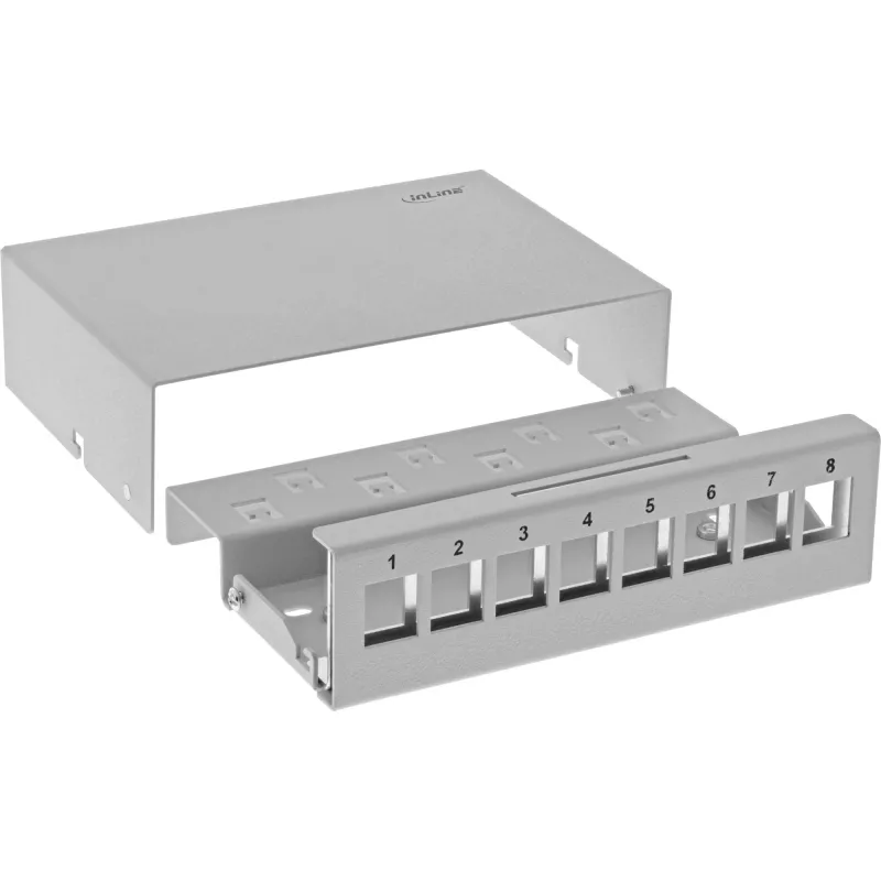 InLine Caixa de ponto de consolidação de secretária 8x Keystone RJ45, metal, RAL7035