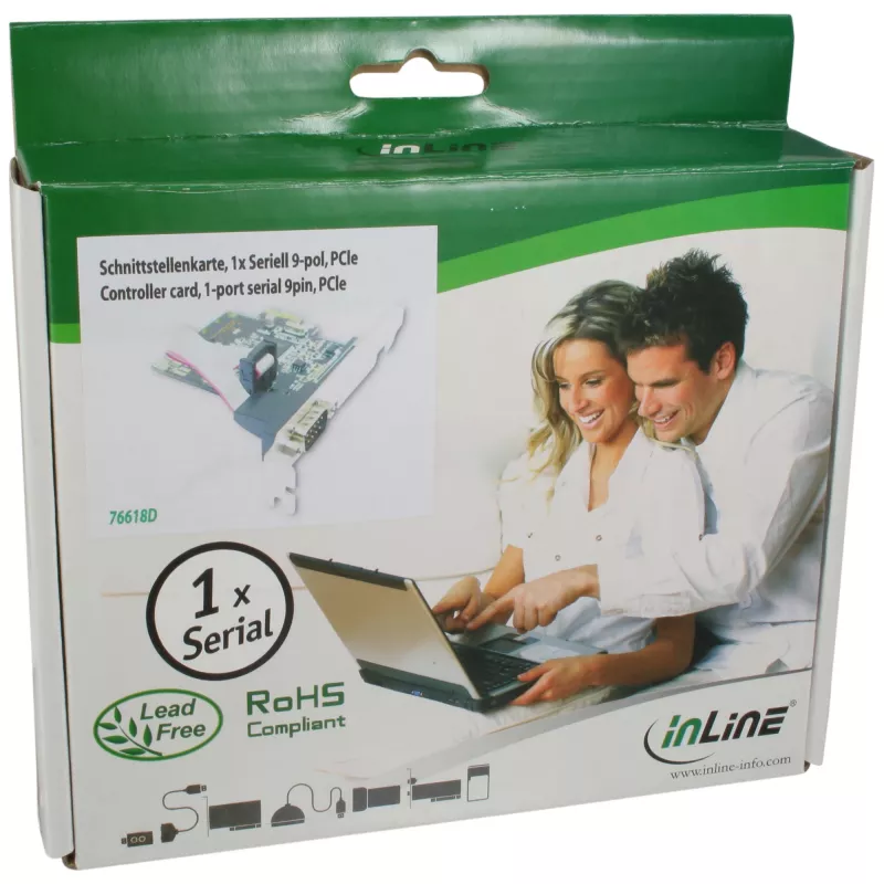 InLine Placa de interface 1 porta série 9 pinos PCIe, InLine, 76618D