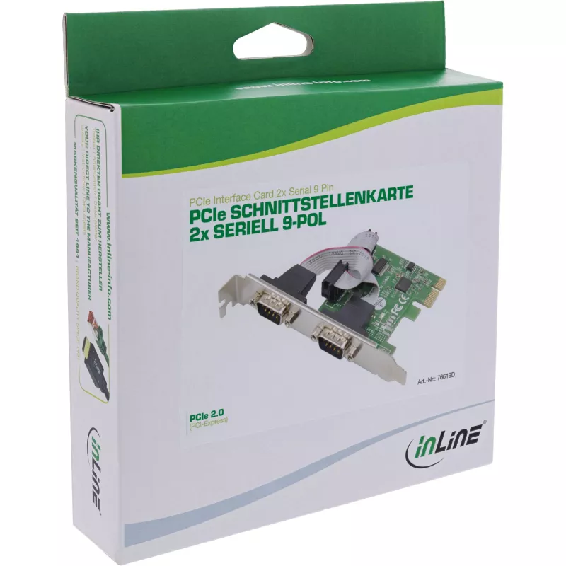 InLine Placa de interface 2x série 9 pinos PCIe PCI Express macho
