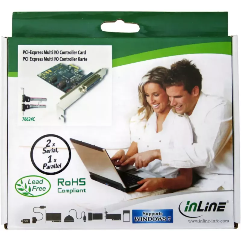 InLine Placa de interface 1 porta paralela 25 pinos + 2 portas série 9 pinos PCIe