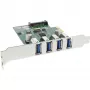 InLine Controlador host USB 3.0 4 portas PCIe incl. chapa LP e alimentação aux. 4 pinos