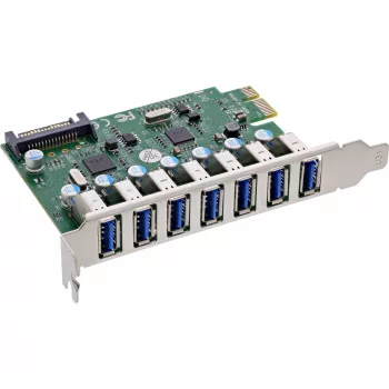 InLine Controlador host USB-A 3.2 Gen.1 7 portas PCIe, alimentação SATA