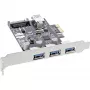 InLine Controladora host USB 3.0 de 3+1 portas, PCIe, com alimentação SATA e suporte LP